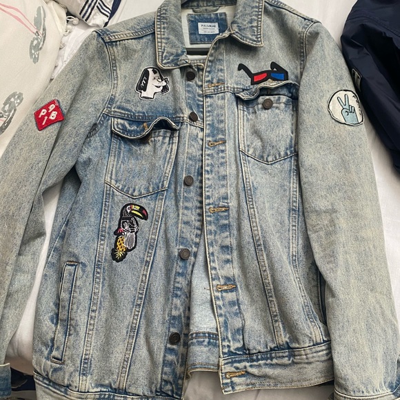 Pull and bear patchwork denim jacket - Picture 1 of 4